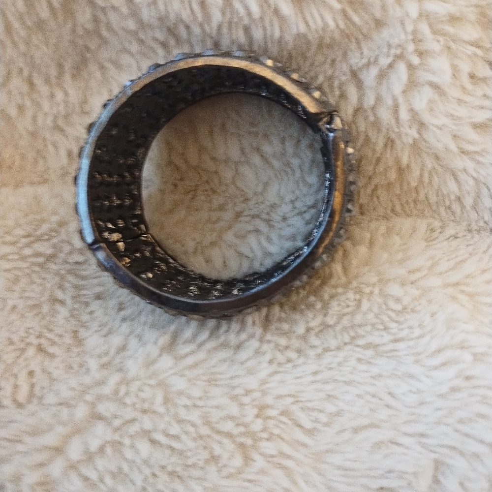 Textured Silver Bangle Bracelet